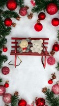 Vintage 1980s Avon Teddy Bears Teddies On Red Metal Bench Christmas Ornament - £2.71 GBP