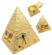 Ebros Egyptian Mirror Pyramid Eye of Horus Hinged Jewelry Box Figurine S... - $27.99