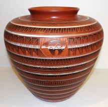 Navajo Etched Native American Pottery Aj Bear 12&quot; Vase~Large~Incredible Detail~ - £313.37 GBP