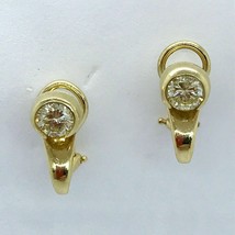 14K Argent Plaqué or Jaune 1.35ct Vrai Moissanite Omega Dos Boucles D&#39;Oreilles - £63.52 GBP