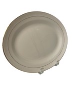 Edwin M Knowles China Oval Serving Platter Semi Vitreous Cream Gold Trim... - $31.85 CAD