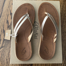 NEW OLUKAI Woman’s Kapehe Luana Leather Flip Flop Sandals Sahara Size 9 NIB - £63.11 GBP