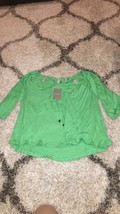 Anthropologie Vanessa Virginia Kelly Green Super Soft Cut Out Peasant To... - $34.99