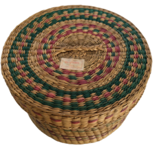 Sweetgrass Woven Basket Trinket Holder Jewelry Storage Vintage Boho Sweet Grass - £15.79 GBP
