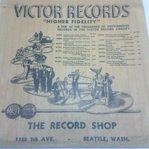 VICTOR RECORDS Printed Paper Bag 78 RPM The Record Shop Seattle 1320 5th... - $18.04