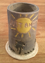 Hand Thrown Studio Art Pottery Glazed Candle Holder Paradise Beach House 7&quot; - £18.01 GBP