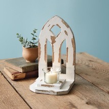 Distressed Arch Votive Candle Holder - Old Church Windows - Vintage Inspi - £30.54 GBP