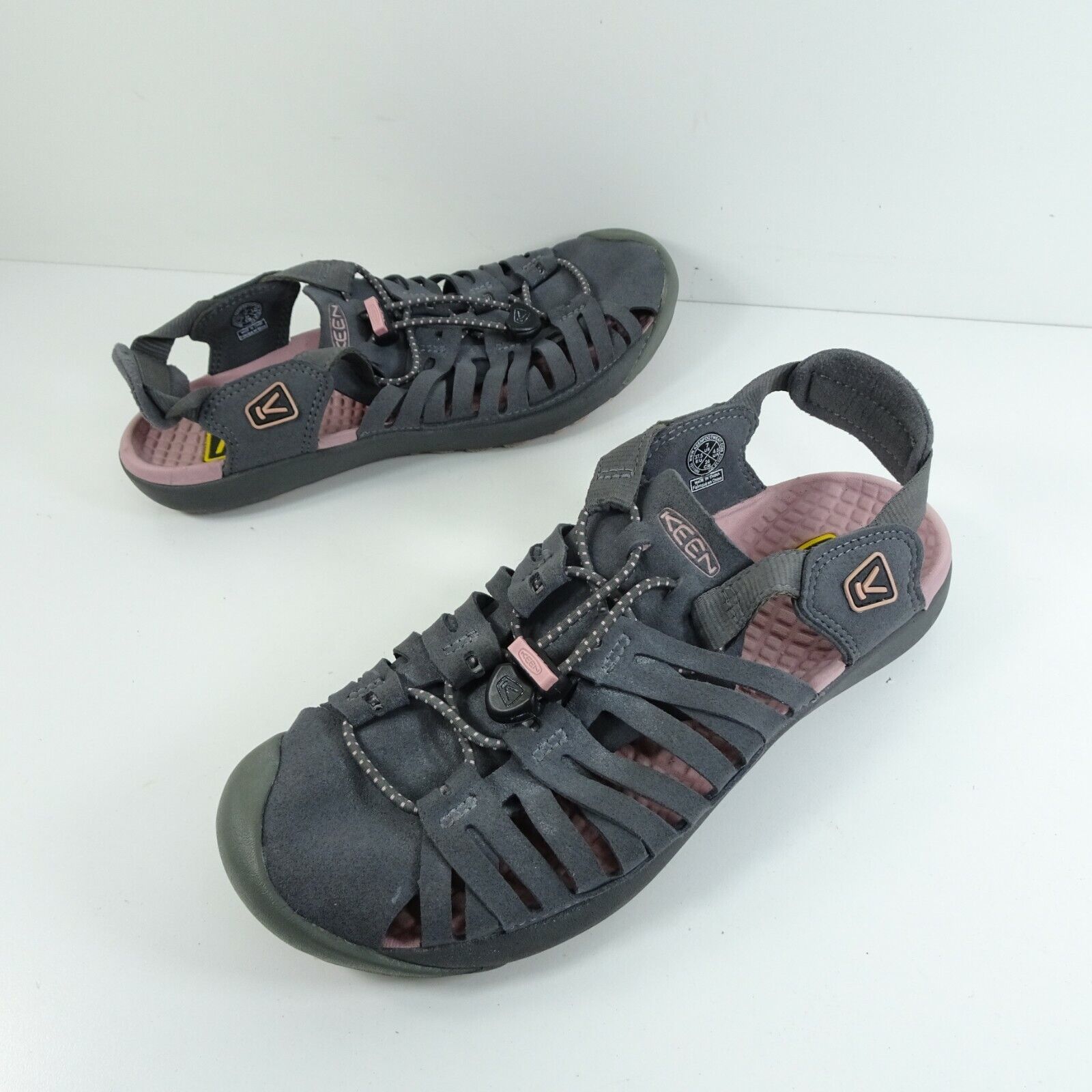 Primary image for Keen Cypress Women's Size 7 Gray Suede Pink Fisherman Strappy Sport Sandals