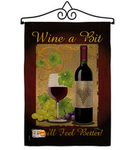 Wine a Bit Burlap - Impressions Decorative Metal Wall Hanger Garden Flag Set GS1 - $33.97