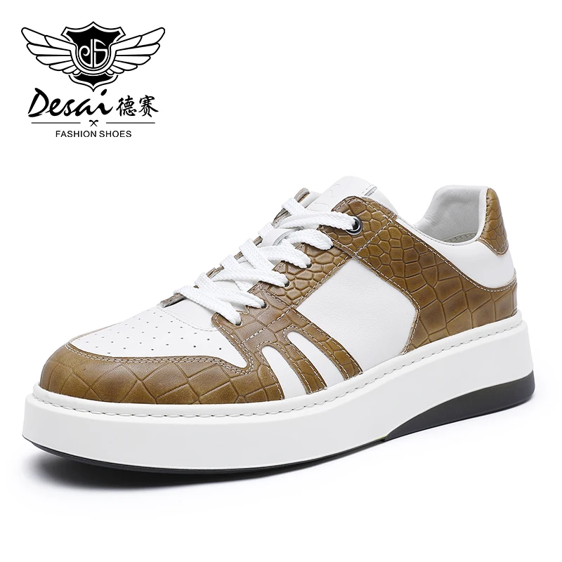 Casual Sneakers Genuine Leather Shoes Men Male Sports Soft Outsolf Walki... - £113.11 GBP