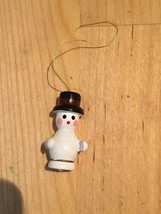 Vintage Wooden Mini Snowman Christmas Ornament - £3.80 GBP