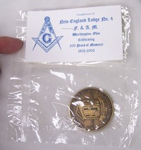 1803-2003 New England Lodge No 4 Masonic Coin Token F&amp;Am Worthington Ohio - £7.77 GBP