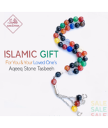 Multi Aqeeq Stones Tasbih, Islamic Prayer 33x beads, Tasbih, Misbaha, Ta... - $1,675.12 MXN