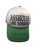 A$$holes Live Forever Green And White Snap Back Trucker Hat - £7.67 GBP