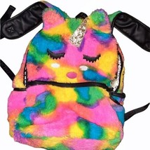 Betsey Johnson LUV Bookbag Backpack Furry Unicorn Face Full Size - £36.97 GBP