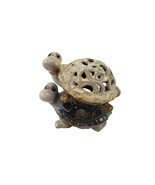 Vintage Hand Painted Ceramic Stacked Figurine Turtle Couple - $371.47 MXN