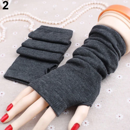 Knitted arm fingerless long mitten wrist elastic warm gloves hot mitten warm fingerless thumb200