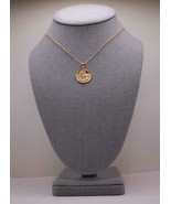 NIB FaithHeart Round Golden Necklace With Engravings On Front Chain Leng... - £14.93 GBP