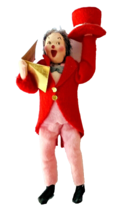 Mini Clown Figure Ornament Singing Christmas Carols Pink Red Felt Top Hat 6&quot; - £15.45 GBP