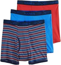 Hanes Ultimate X-Temp Boxer Briefs Mens 2XL Blue Red Striped Cotton 3 pack - £24.00 GBP