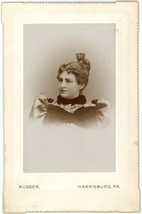 Circa 1870&#39;S Small Cabinet Card Victorian Woman Dress Bow. Musser Harrisburg Pa - £8.15 GBP