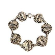 Vintage Hobe Sterling Deisgns Pat&#39;d Flower Link Bracelet - $84.15