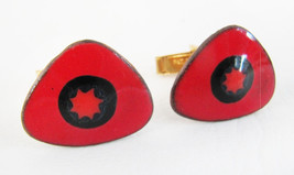 Fantastic Vintage Mid Century MCM Modernist Enamel On Copper Cufflinks - £23.73 GBP