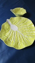 Tray And Dip Dish Bowl Yellow Ceramic Portugal 2 Pcs - £59.53 GBP