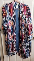 CHICOS DRAMA KIMONO PRIZED IKAT COVERING Ruana MEDIEVAL BLUE L/XL NWT$129  - $59.95