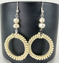 Creamy White Fresh Water Pearl Wedding Bridesmaids Drop Dangle Earrings Ivory - £19.90 GBP