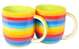 Terrapin Trading Fair Trade Hand Painted Rainbow LGBTQ+ stripe mug 8.5x8... - $28.60