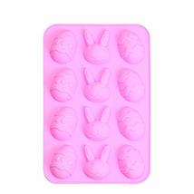 12 Cavity Ice Tray Cake Decoration Jello Pudding Molds Happy Easter Silicone Mou - £9.34 GBP