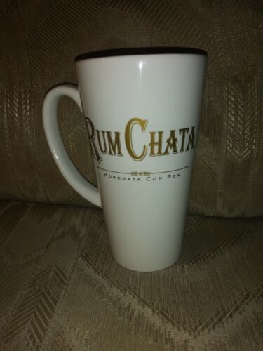 Primary image for Rum Chata Coffee Mug White Gold Lettering Single Handle Horchata Con Ron 6" Tall