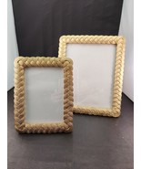 Rachel Zoe Gold Braided Resin Set of 2 Photo Picture Frames 9 x 7 and 12... - $36.93