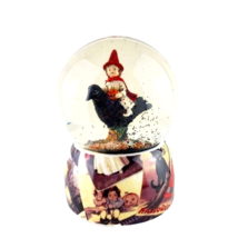 Snow Globe Girl Witch Riding Crow Musical Wicked Witch is Dead Halloween - $47.51