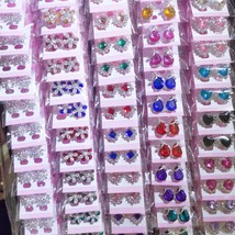 10/20/30Pairs/Batch Crystal Earrings Popular Accessories Cute Color  Ladies Fash - £17.94 GBP