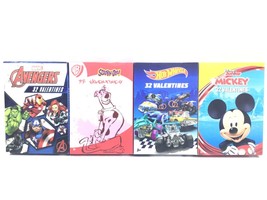 Lot of 4 Valentines Day Cards 32 Per Pack Mickey Avengers Hot Wheels Scooby-Doo - £10.73 GBP