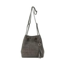 The Sak Castella Leather Drawstring Bucket Handbag-Slate Croco - £66.77 GBP