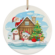 Cute Baby Shih Tzu Dog Santa Ornament Christmas Gift Pine Tree Happy Home Decor - £11.64 GBP