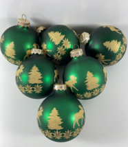 Vintage Lot 6 RAUCH Green Gold Glitter Moose Snowflake Christmas Ornaments - $29.69