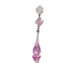 SILVER TREE 5&quot; PINK ACRYLIC 3-PART DROP w/BEAD TOP CHRISTMAS ORNAMENT - $8.88