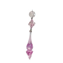 Silver Tree 5&quot; Pink Acrylic 3-PART Drop w/BEAD Top Christmas Ornament - £6.94 GBP