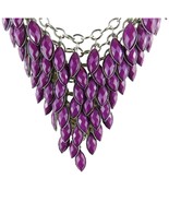 Statement Bib Purple Necklace Marquise Acrylic Beads Intricate Design  1... - £10.68 GBP