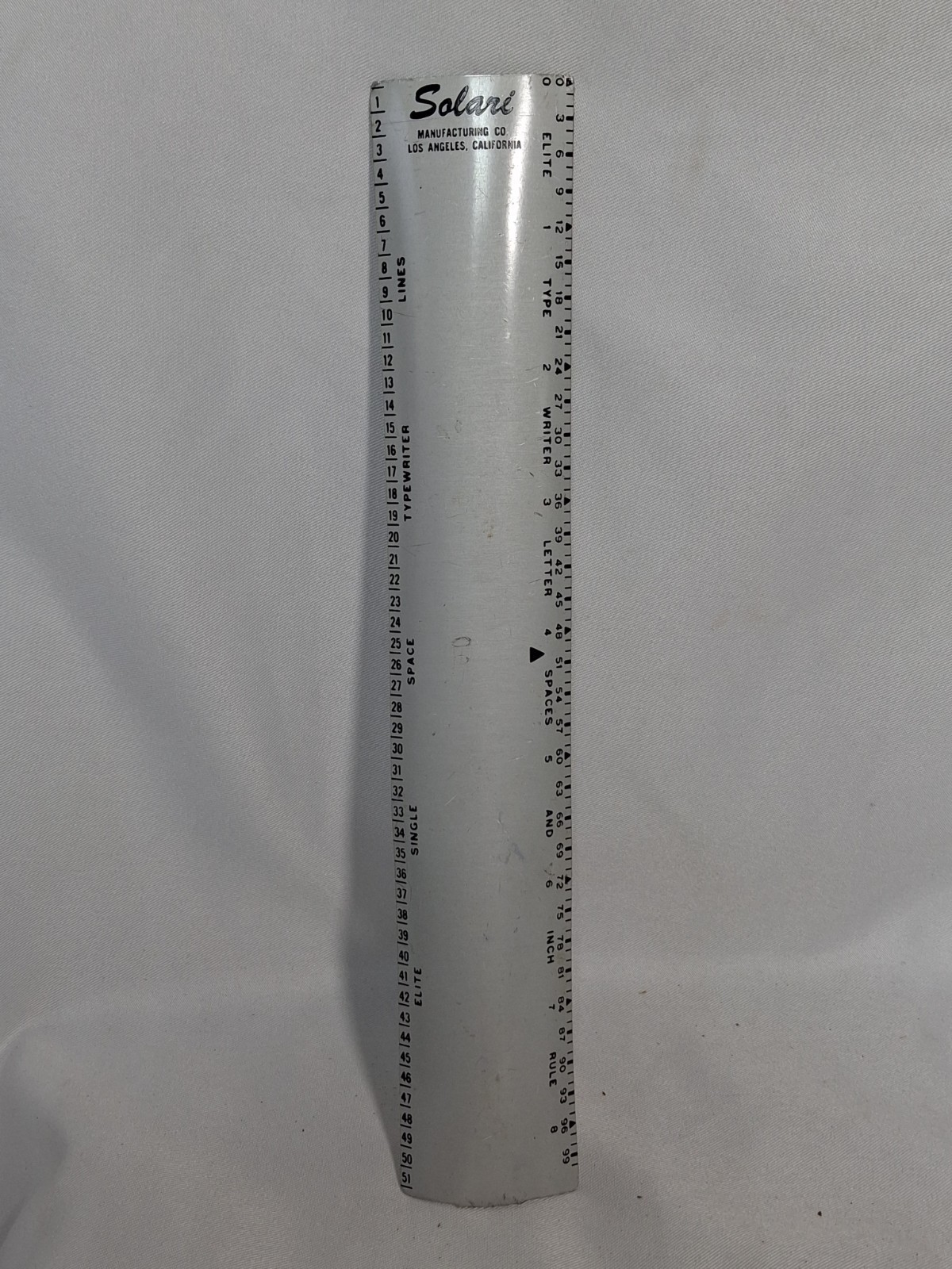 Vintage Elite Typewriter Letter Spaces &amp; Inch Rule Solari Manufacturing Co. - $5.82