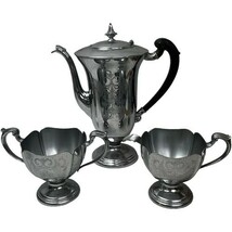 Vintage Coffee Pot Farber Bros Chrome Creamer Sugar Set Bakelite Handle U53 - $29.00