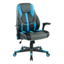 Output Gaming Chair in Black Faux Leather with Blue Trim and Accents with Contro - £126.29 GBP