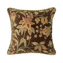 Classical Flower Pillowcase Flower Cotton Brown Chenille Living Room Sofa Cushio - £48.24 GBP+