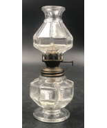 Antique 1890s EAPG Hurricane Style Glass Kerosene Oil Lamp w/ Chimney 6.... - $37.11