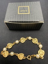 New Vintage Avon Pearly Heart Bracelet Small 6 3/4” KG - £23.46 GBP