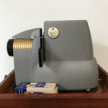 Vintage Antique Bell & Howell TDC Duo Slide Projector w/ Wooden Case Box Storage - £76.63 GBP
